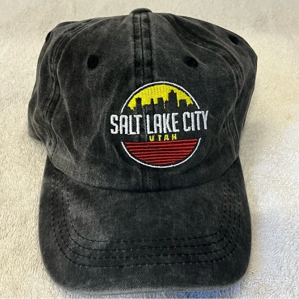 Salt Lake City Embroidered Cotton Dark Grey Adjustable Cap
